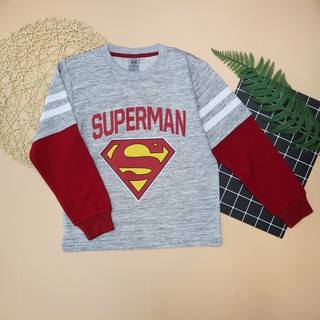 Áo nỉ da cá bé trai size đại 8-14 tuổi 20-35kg in superman, phối tay, màu sắc tươi sáng