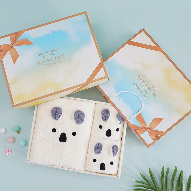 Hộp 3 khăn tắm hình thú món quà ý nghĩa cho ngày 20-11