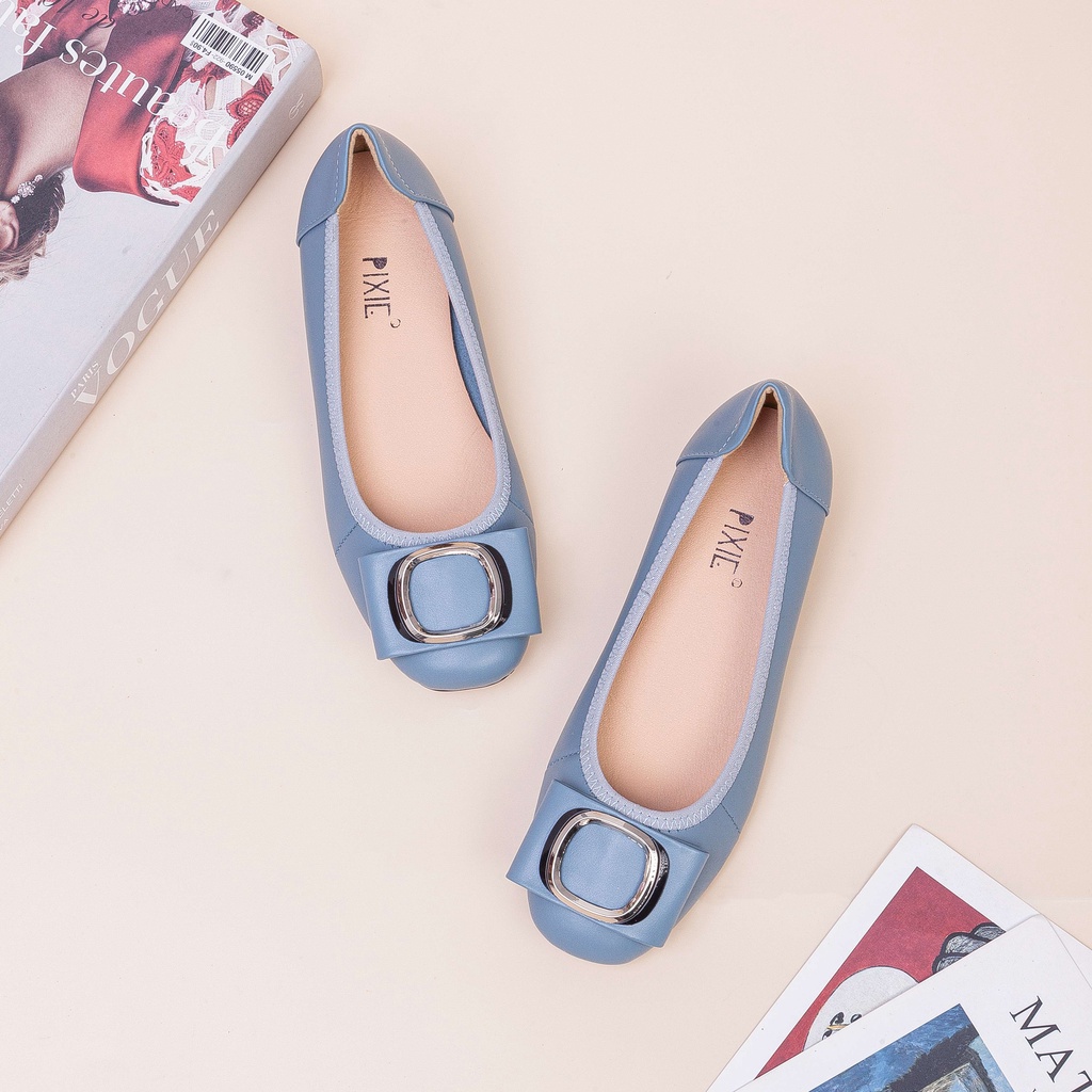 Giày Búp Bê Đế Xuồng Da Thật Khoá Tròn Pixie X665