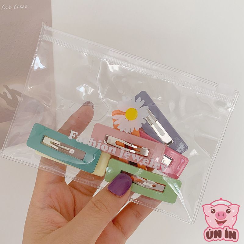 Set Kẹp Tóc Cho Bé - Kẹp tóc bé gái Nhựa bấm nhiều màu dễ thương phong cách Hàn Quốc có túi zip đựng siêu xinh