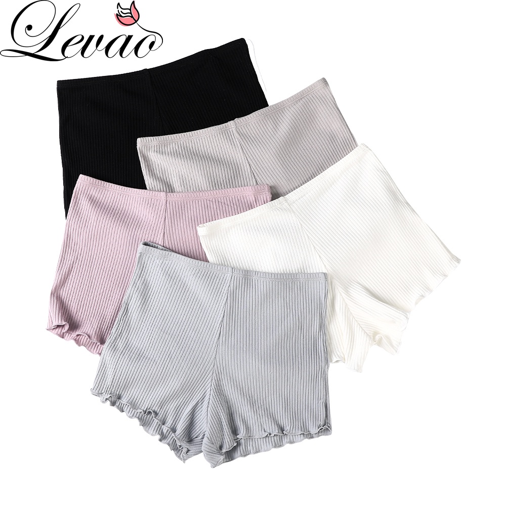 Quần lót boxer LEVAO vải cotton phối ren thời trang cho nữ