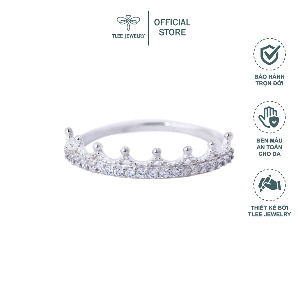 Nhẫn bạc nữ TLEE king vương miện nạm đá cao cấp TleeJewelry A0100