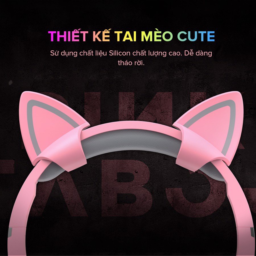 Tai Nghe Gaming Headphone HAVIT H2233D Pink Taboo Tai Thỏ, Driver 50mm, Đèn RGB, Mic Khử Ồn - Chính Hãng BH 12 Tháng