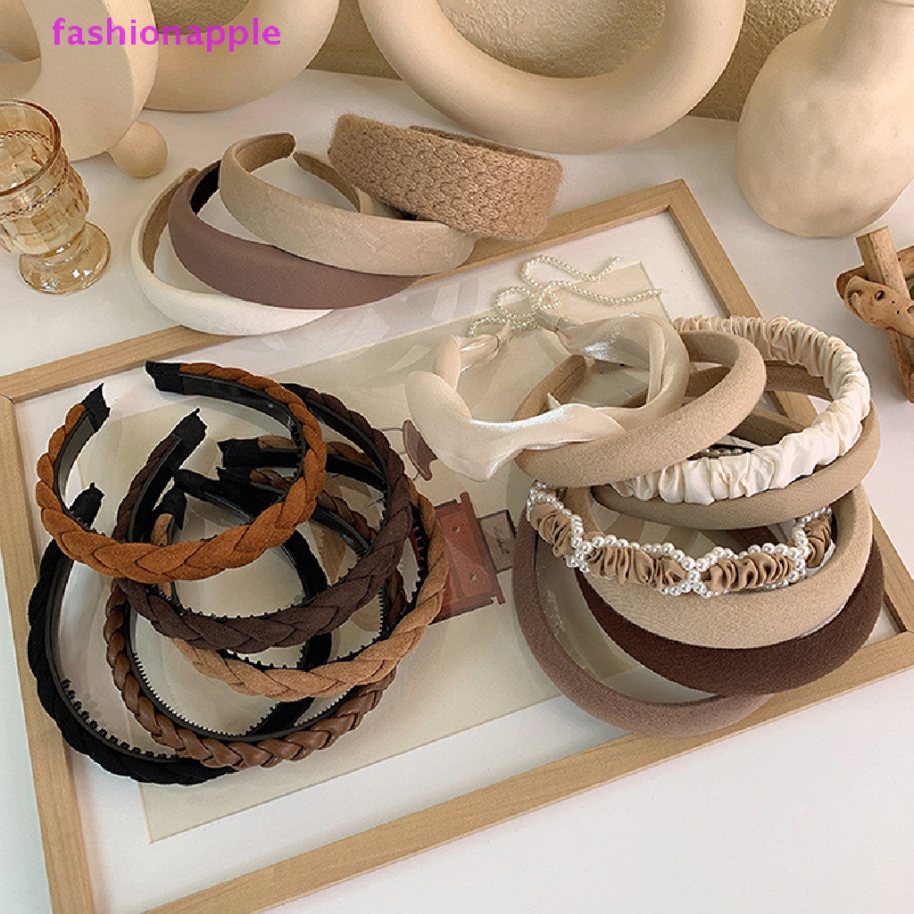 Băng Đô Vải Bản Rộng Màu Trơn Cho Nữ