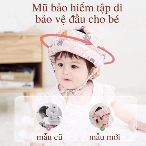 Mũ bảo hiểm bảo vệ đầu cho bé tập đi có tai điều chỉnh kích thước BabyDreams