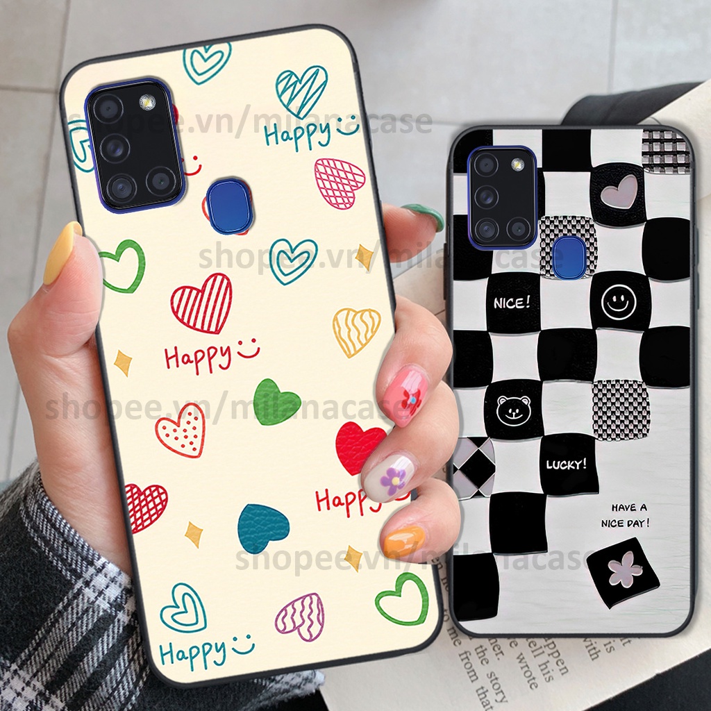 Ốp Samsung A21s in hình caro trái tim siêu đẹp, siêu nét đầy phong cách cá tính