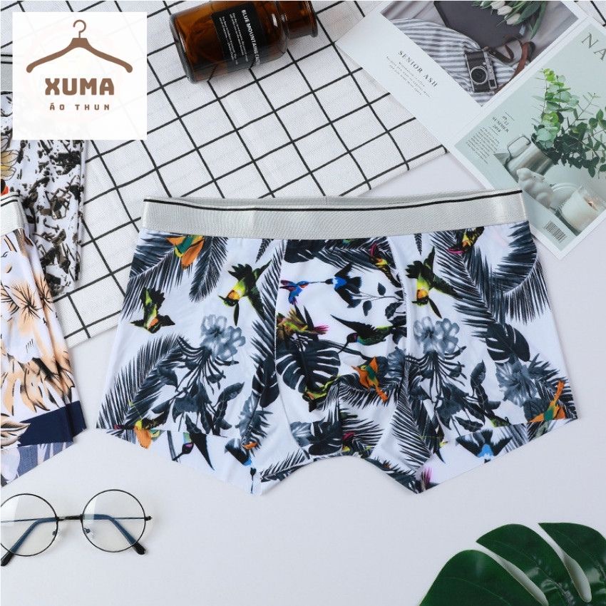 [ Free Ship ] Quần xì quần lót nam chim cò hoa lá thun lạnh cao cấp nhiều màu co dãn 4 chiều xuma