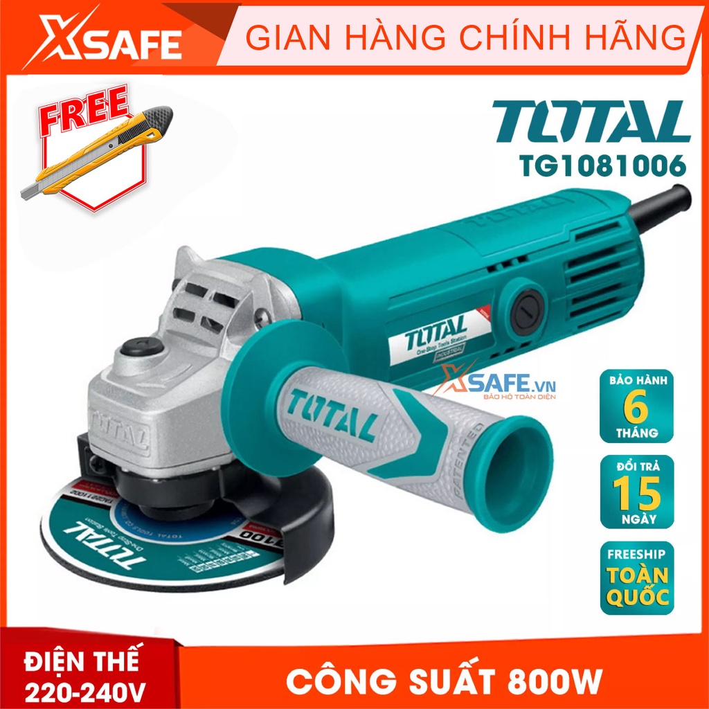 Máy mài cầm tay TOTAL TG1081006 công suất 800W đóng gói trong hộp màu. Máy mài góc điện thế 200-240V - Bảo hành 6 tháng