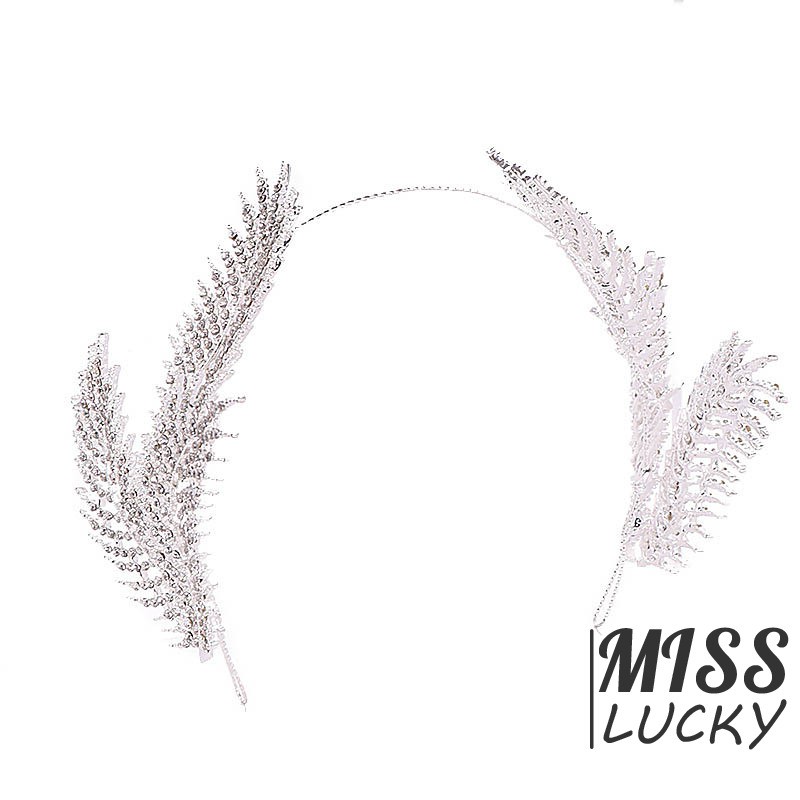 Vương miện hợp kim hình những chiếc lông vũ đính đá lấp lánh đẹp mắt