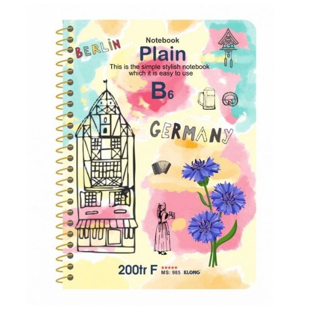 Sổ lò xo 200 trang KLONG B6 Plain ruột trơn 70/76; MS: 985