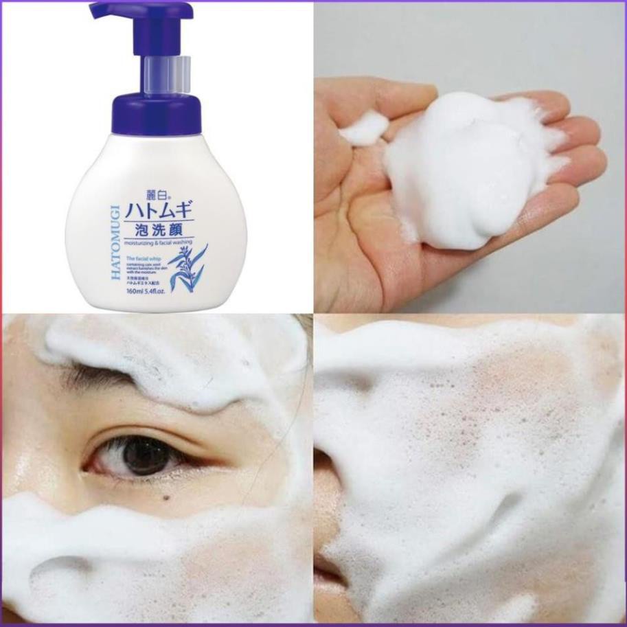 Sữa Rửa Mặt Hatomugi Tạo Bọt Dưỡng Trắng Facial Whip - Chai 160ml