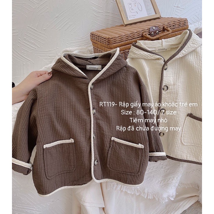 RT119_Rập giấy may áo khoác có mũ trẻ em