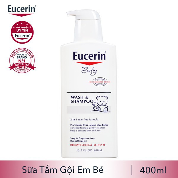 [chợ sỉ ] EUCERIN SỮA TẮM GỘI DỊU NHẸ CHO EM BÉ 400ML BABY WASHLOTION 400ML