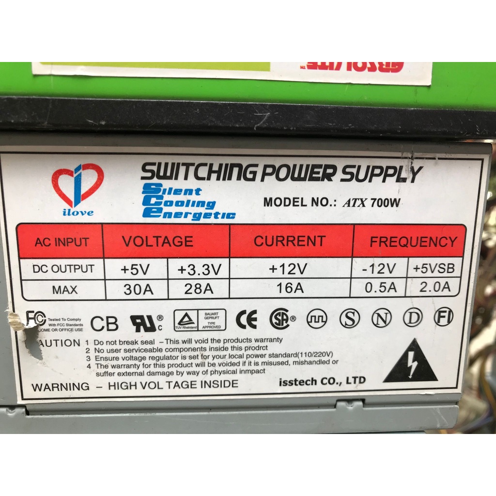 Nguồn máy tính iLove ATX 700W công suất thực cũ zin