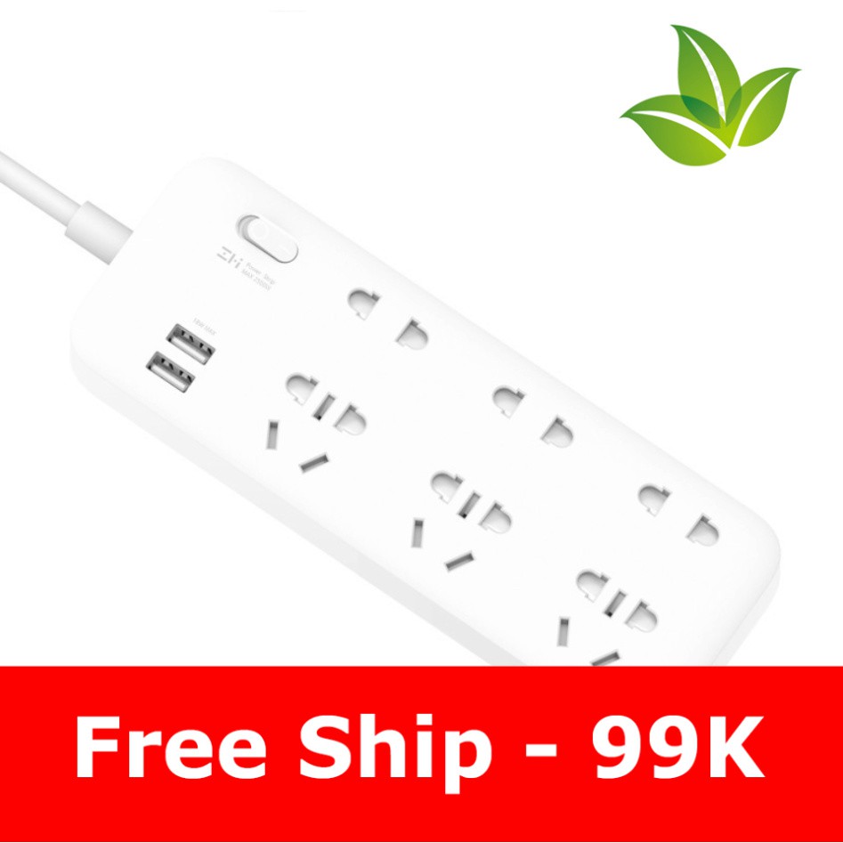 [Hàng Xịn] Ổ cắm Xiaomi ZMI Power Strip 6 cổng 2 USB CX05 - Ổ cắm điện Xiaomi Mi Power Strip 6 cổng 3 USB