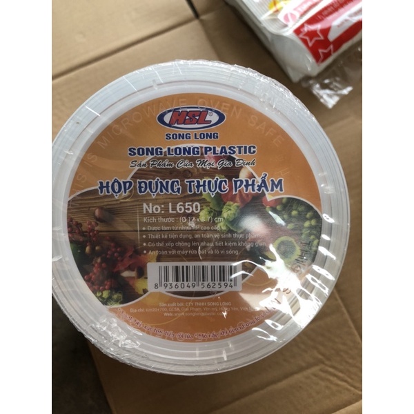 10 Hộp nhựa Song Long kèm nắp đựng thực phẩm hàng 650ml