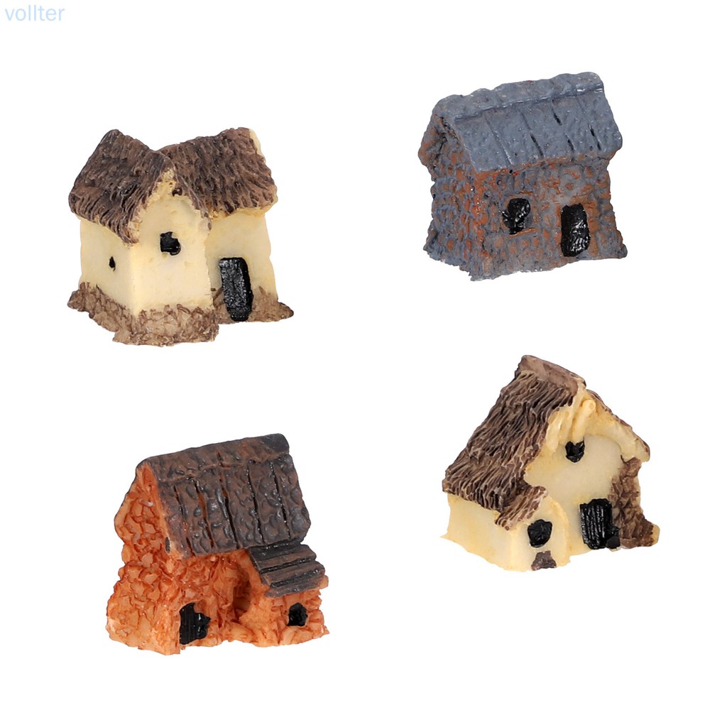 Set 4 Mô Hình Ngôi Nhà Thu Nhỏ Xinh Xắn Dùng Để Trang Trí