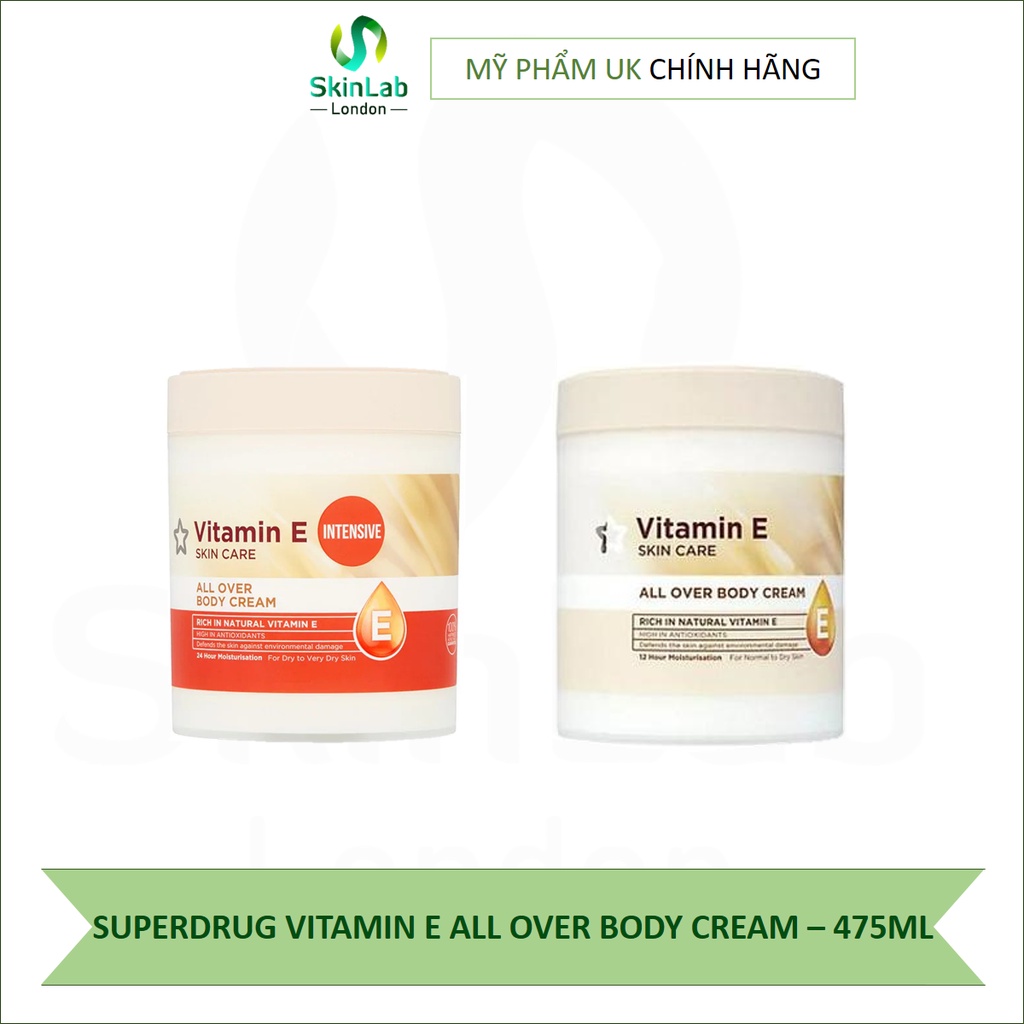 Kem dưỡng thể Superdrug Vitamin E Body Cream - 475ml (Bill Anh)