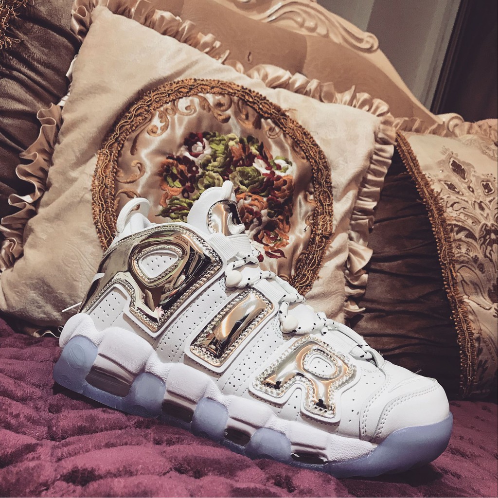 Giày Air More Uptempo White Silver