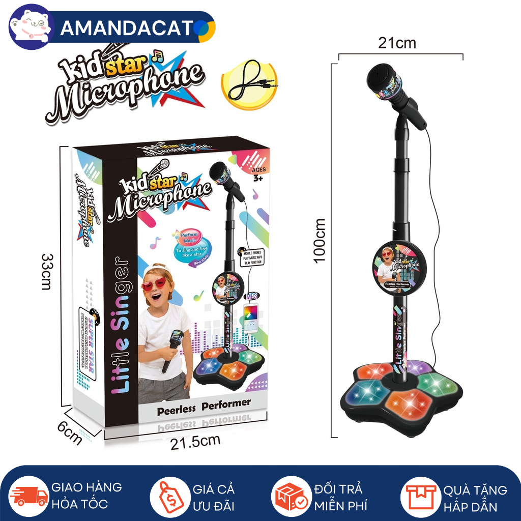 Đồ chơi Micro Karaoke Kid Star kết nối với điện thoại- Micro phát nhạc tích hợp loa cho bé - Mic hát