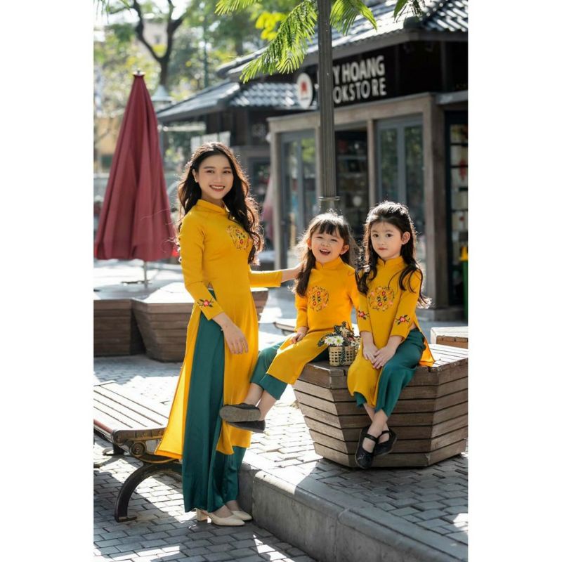 Sét áo dài cách tân mẹ bé cao cấp đẹp mềm mại co giãn nhẹ nhàng