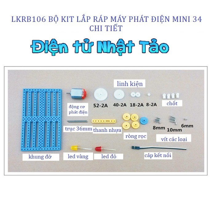 BỘ KIT LẮP RÁP MÁY PHÁT ĐIỆN MINI 34 CHI TIẾT