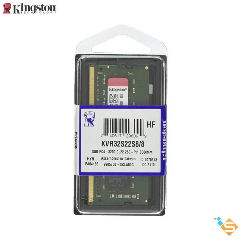 RAM Laptop Kingston 16GB 8GB 3200MHz DDR4 SODIMM CL 12 KVR32S22S6 - Bảo Hành Chính Hãng 3 Năm