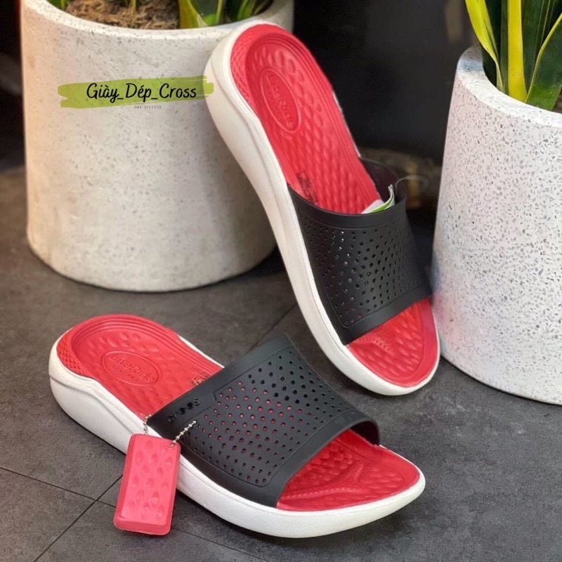 Dép Cross Quai Ngang Literide Màu Đen Đỏ Hàng Loại 1 Full Tag,Mac, Hộp