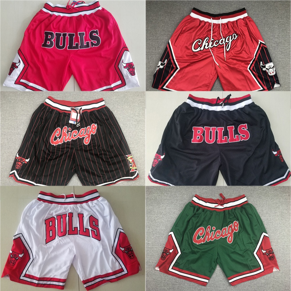 Quần Short Nam Có Túi Thêu Chữ Chicago Bulls Cá Tính