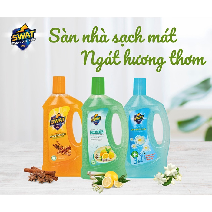 [Mã BMBAU50 giảm 7% đơn 99K] Nước Lau Sàn SWAT Hương Thảo Mộc Chai 1L Tiện Lợi