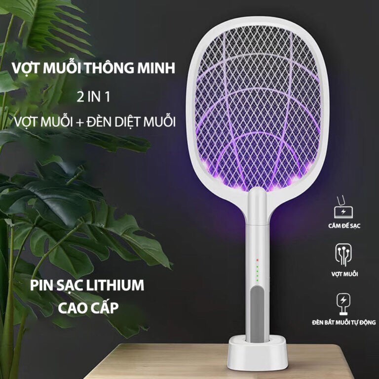 VỢT MUỖI THÔNG MINH TÍCH HỢP ĐÈN LED CÁO CẤP THU HÚT MUỖI HIỆU QUẢ TẶNG KÈM DÂY SẠC DP-834