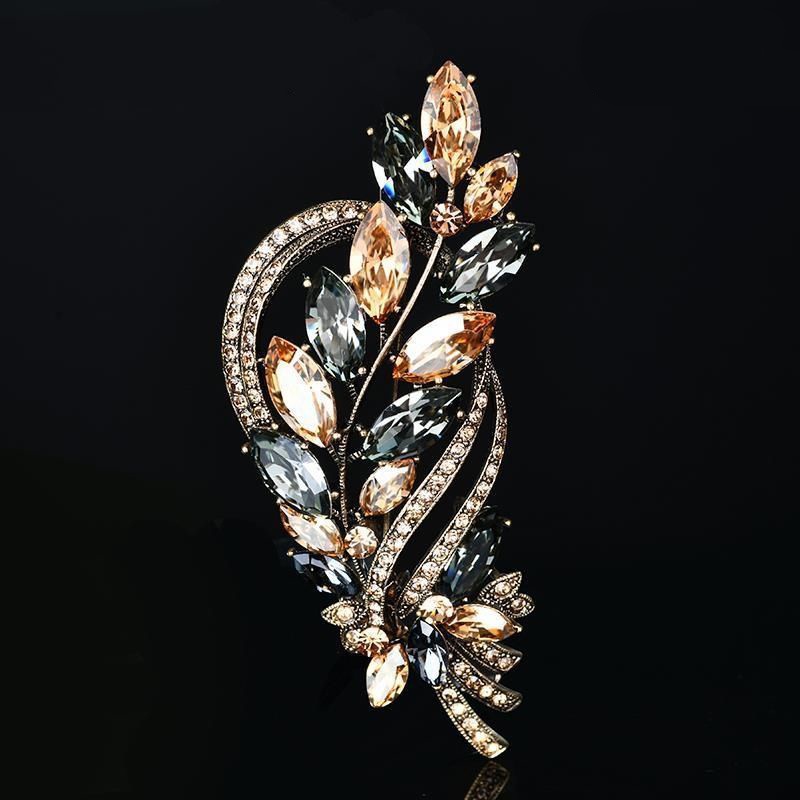 Ghim Cài Áo Hình Hoa Đính Pha Lê Phong Cách Retro