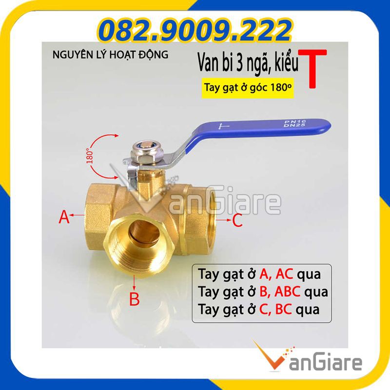 Van bi - Van nước 3 ngã kiểu T đồng thau