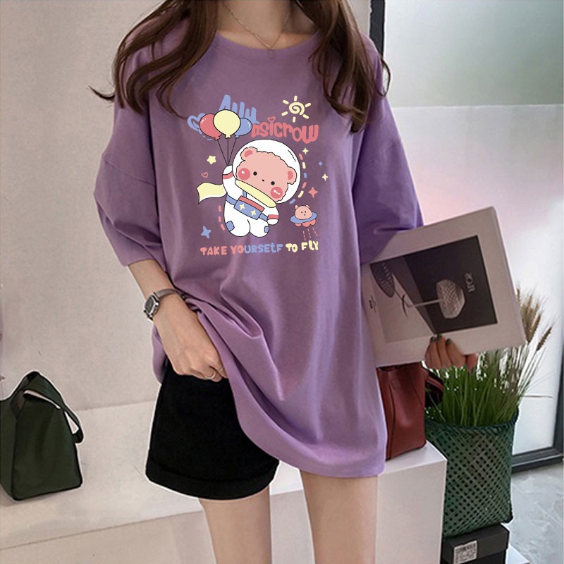 Áo thun NRVP ngắn tay dáng rộng in hình thời trang mùa hè Hàn Quốc 2022 cho nữ