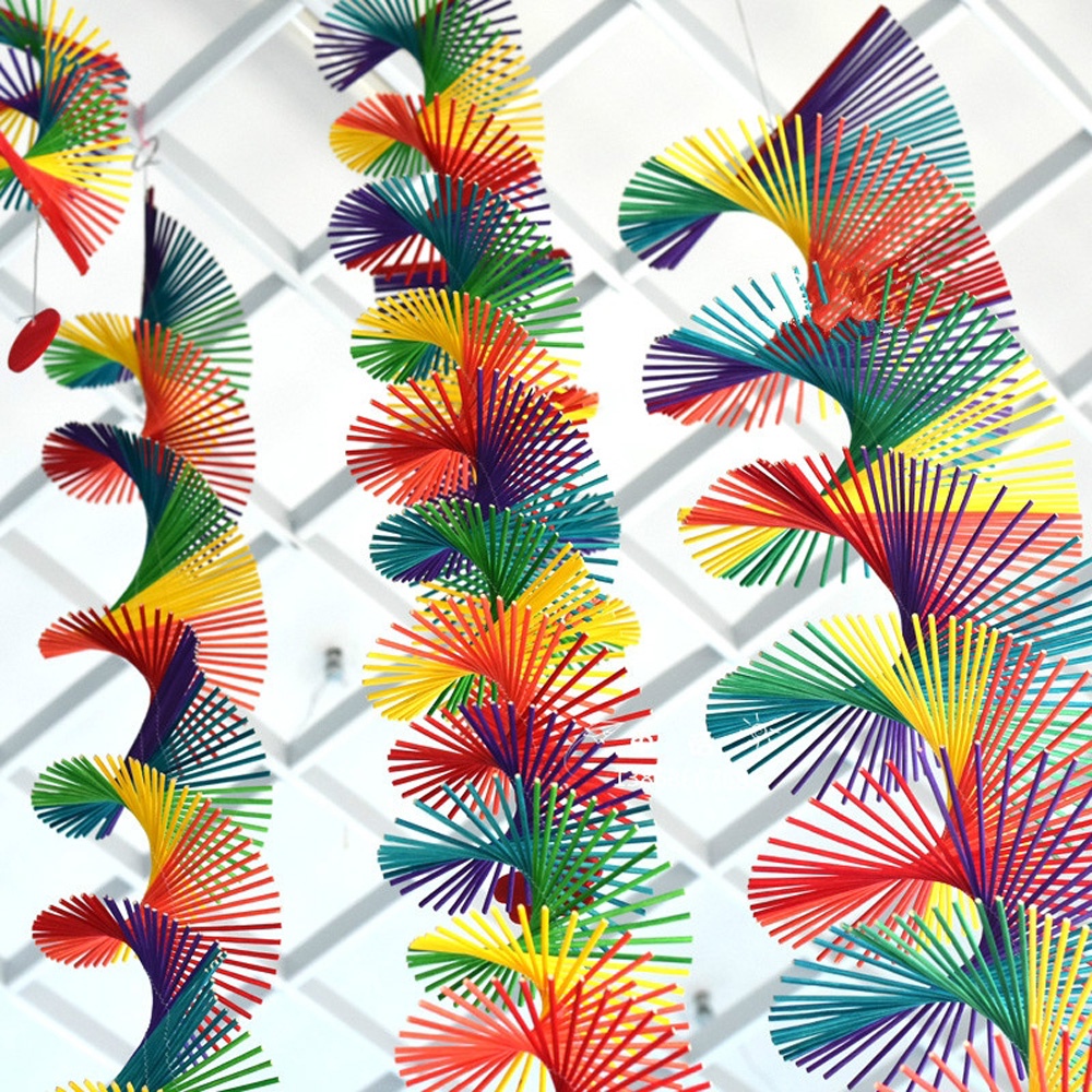 YIYU 1 chuông gió bằng gỗ màu cầu vồng dùng treo trang trí ngoài trời DIY