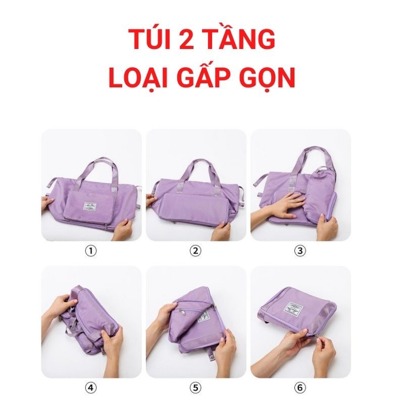Túi du lịch nam nữ cỡ lớn đa năng 2 tầng gấp gọn chống nước cao cấp tiện ích TDL-108