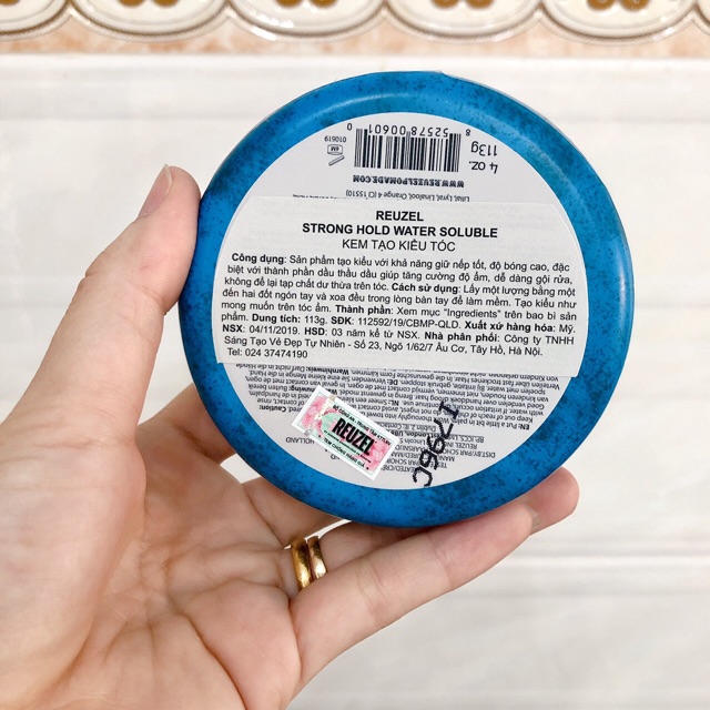 [Chính hãng] [Siêu rẻ] Sáp vuốt tóc Reuzel Blue Strong Hold Water Soluble giữ nếp cứng độ bóng cao (USA)