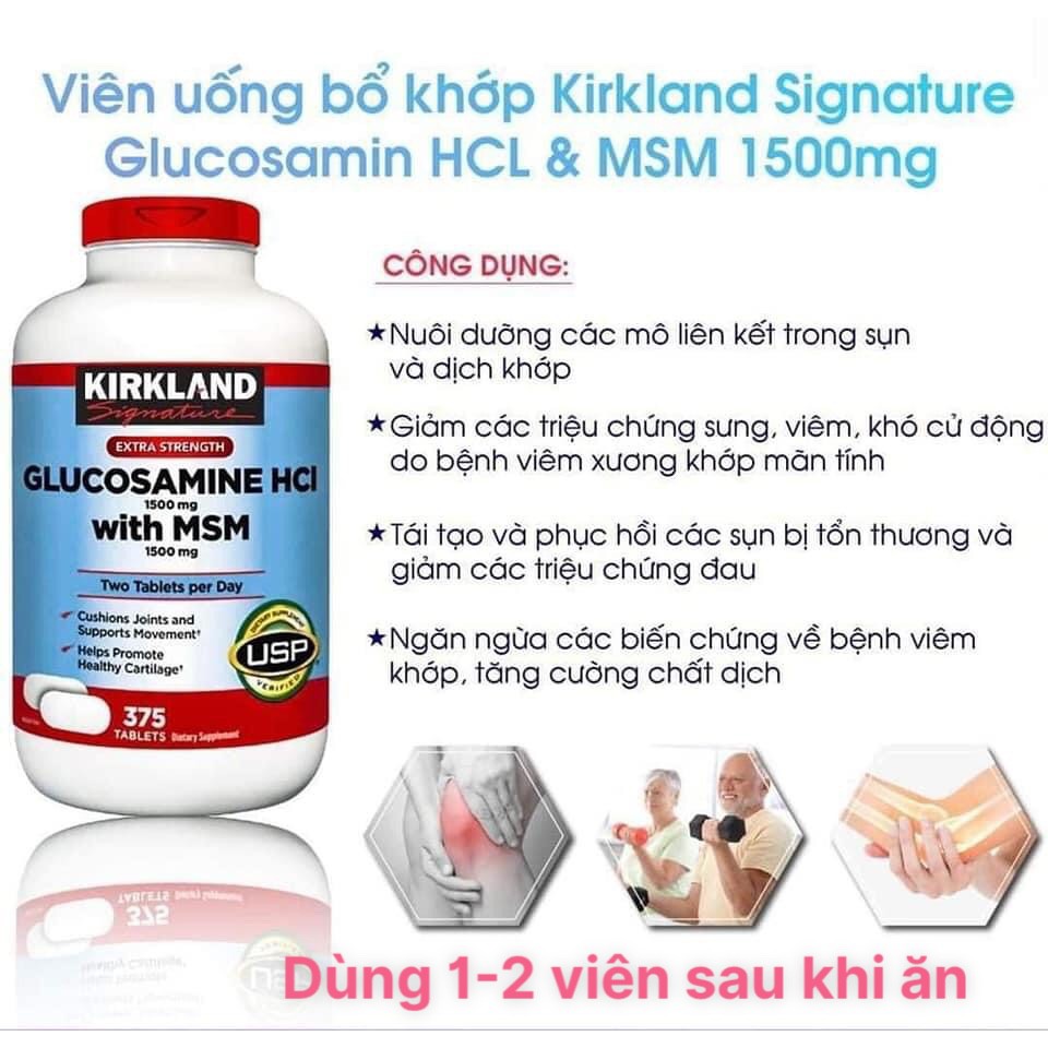 Glucosamine Kirkland HCL & MSM (1500mg x 375 Viên)