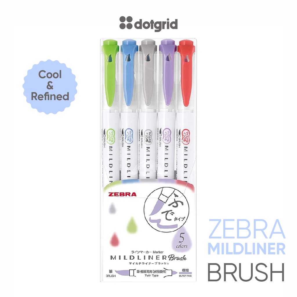 Set 5 Bút Highlight Zebra Mildliner Brush-WFT8-5C-NC