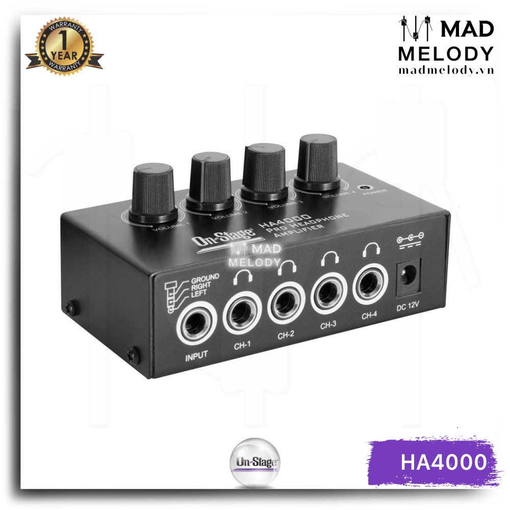 On-Stage HA4000 4-Channel Headphone Amp