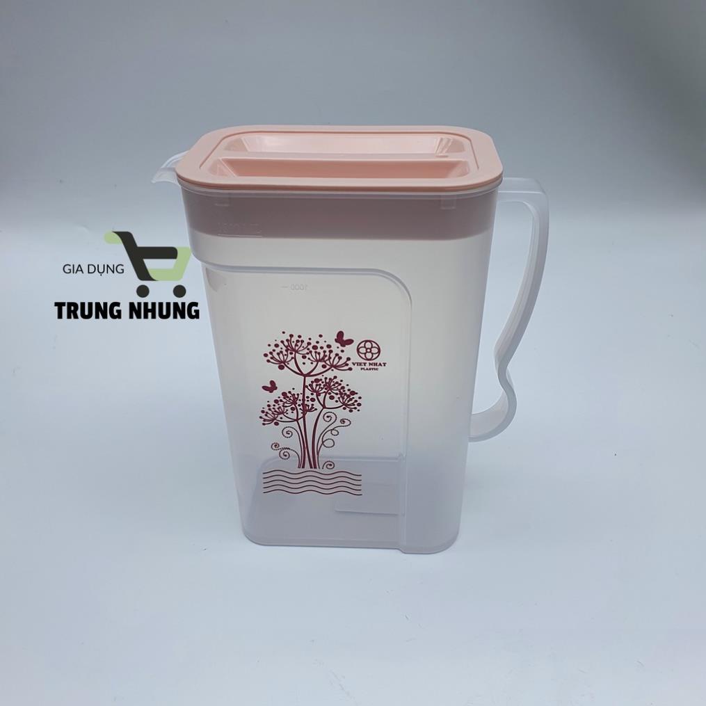 Bình nước nhựa, bình đựng nước để bàn, ca vuông 1,8lít 6082