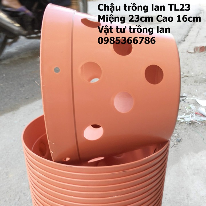 05 chậu nhựa giả đất nung phi 23 miệng trơn trồng hoa lan cây cảnh.