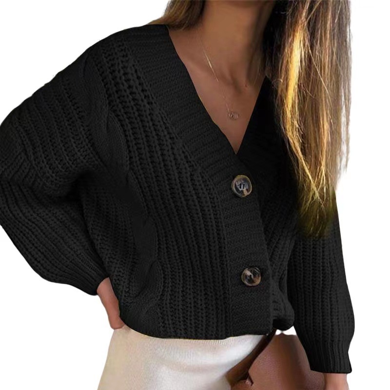DUNEA Áo Khoác Cardigan Dáng Rộng Cổ Chữ V Phối Nút Gợi Cảm Dành Cho Nữ
