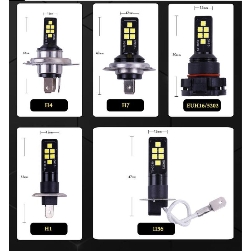 Bóng Đèn Pha Lymoyo Chống Sương Mù H11 H8 H4 H1 H3 H7 9005 9006 P13W Hb4 Hb3 H16 5202 3030 Cho Xe Hơi