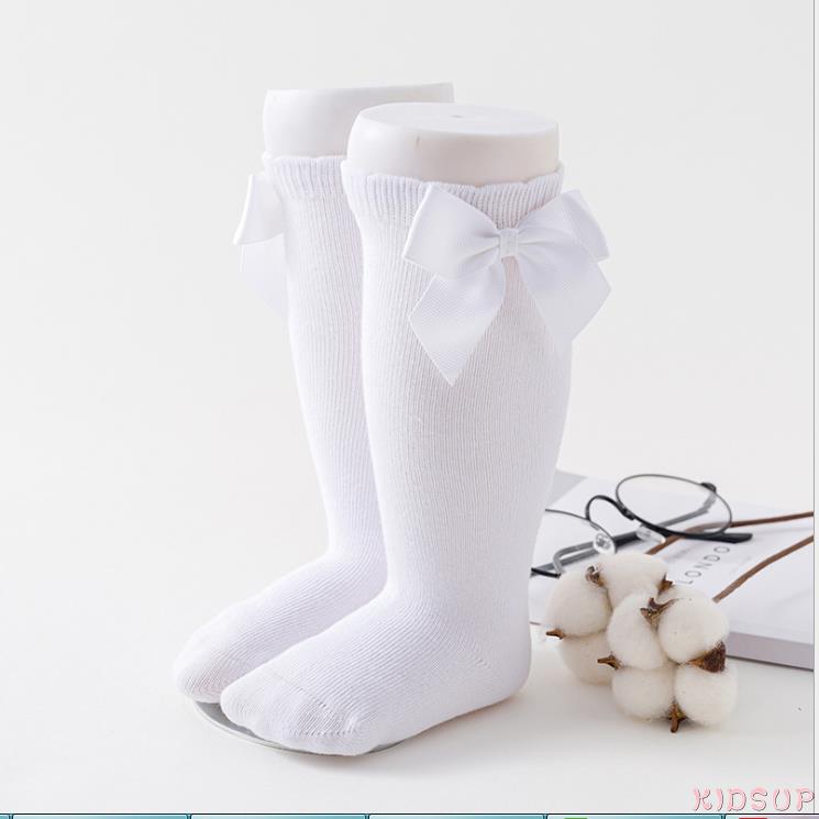 Tất Cotton Dài Màu Trơn Thoáng Khí Cho Bé