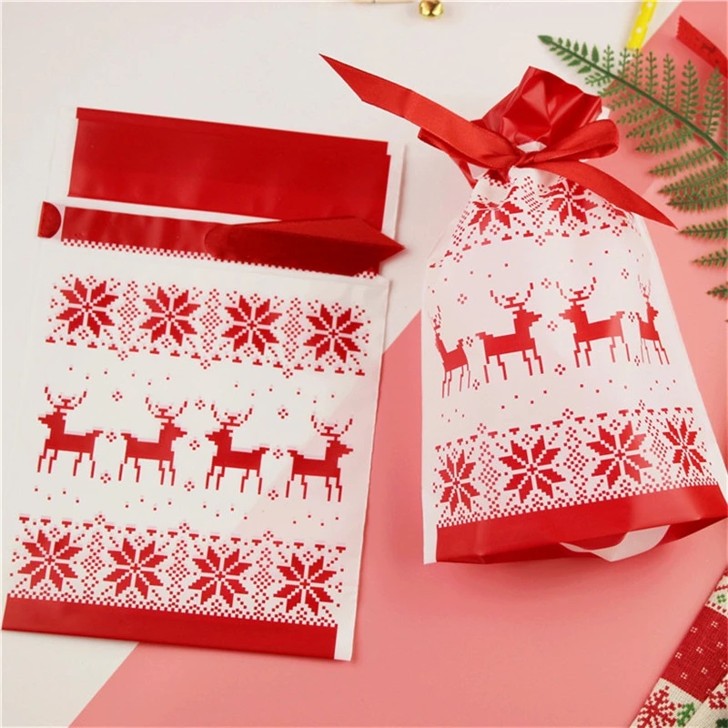 Set 10 Túi Dây Rút Đựng Bánh Kẹo Giáng Sinh