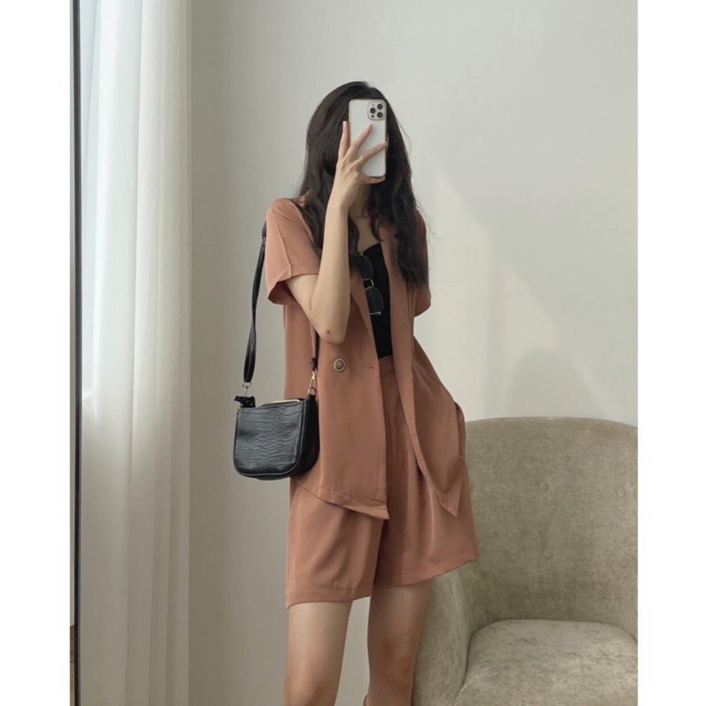 Set blazer tay ngắn quần short