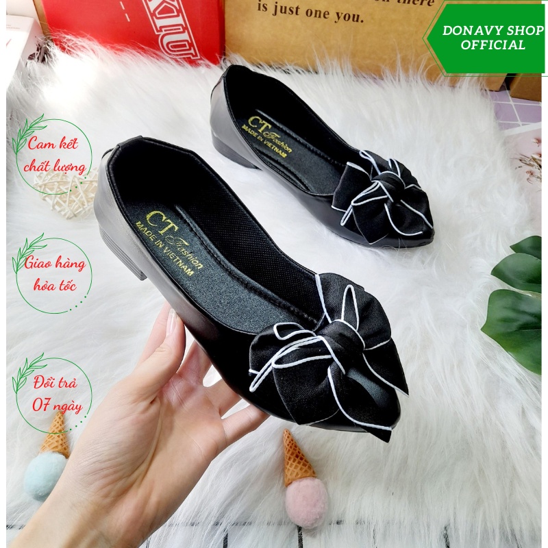 Giày Búp Bê Đính Nơ To Bản  - Kiểu Dáng Tiểu Thư Bánh Bèo Bupbe.mac