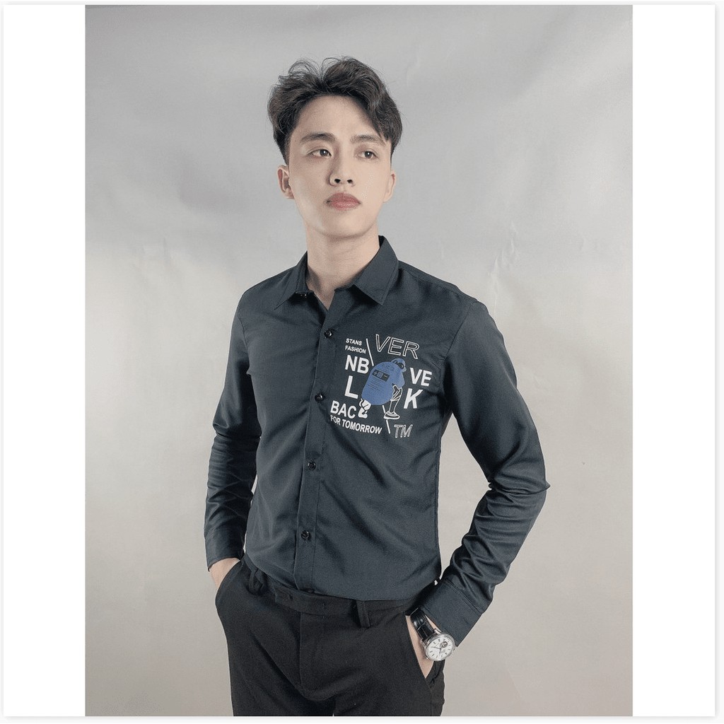 Áo sơ mi in thêu DÀI TAY PHONG CÁCH , HOTTREND LỊCH LÃM KME FASHION