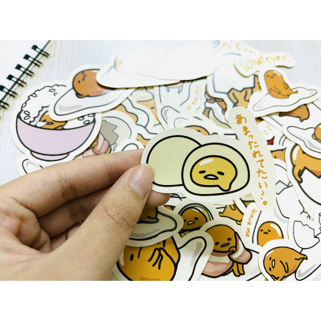 Sticker trứng lười - gudetama dán trang trí laptop, máy tính bỏ túi, vali, điện thoại, đàn ghita.